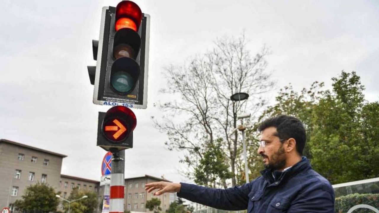 Ankara'da trafik ışıklarına fasılalı yanan ışık düzenlemesi