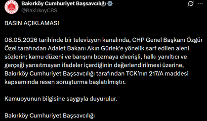 Bakırköy Cumhuriyet Başsavcılığı, Özgür Özel Hakkında Soruşturma Başlattı