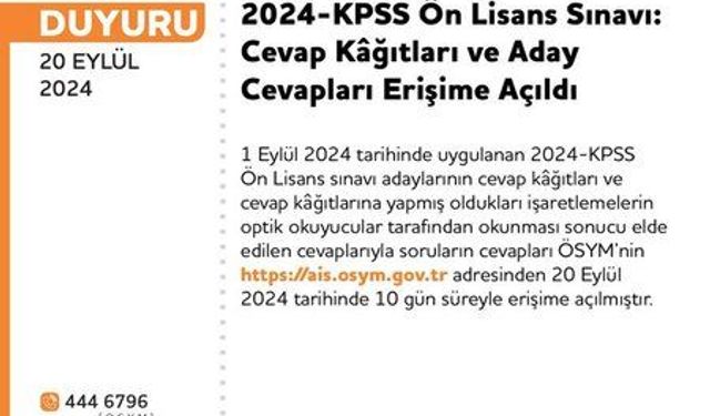 ÖSYM Duyurdu: KPSS Ön Lisans Sonuçları Açıklandı!