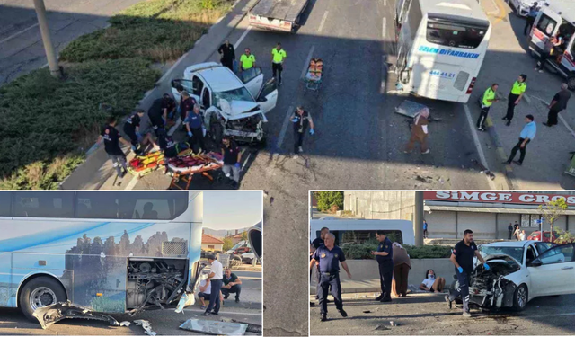 Başkent yolunda otomobil otobüse çarptı: 2 yaralı