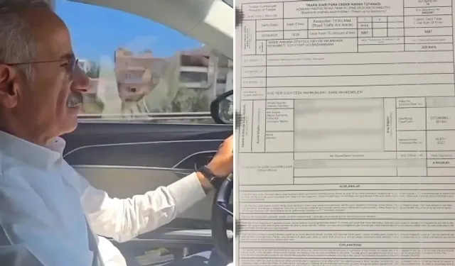 Bakan Uraloğlu’na 225 km hız için 9 Bin 267 lira ceza