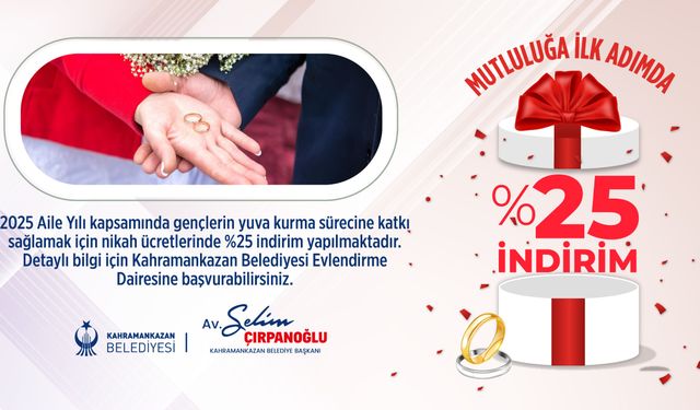 Kahramankazan Belediyesi’nden yeni evleneceklere jest!