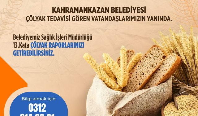 Kahramankazan Belediyesi’nden çölyak hastalarına umut veren destek