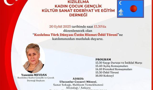 Ankara’da “Kızılelma Türk Dünyası Üstün Hizmet Ödül Töreni” düzenlenecek