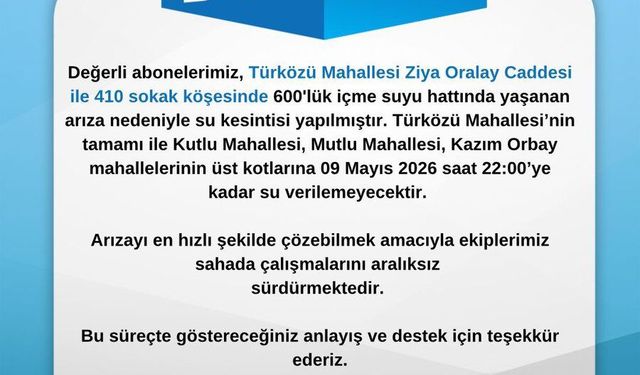 Aski'den Kritik Uyarı: Ankara'da 4 Mahallede Saatler Sürecek Su Kesintisi