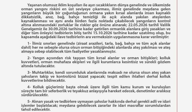 Ankara'da Orman Yangınlarına Yönelik Tedbirler  15 Ekim Tarihine Kadar Uzatıldı