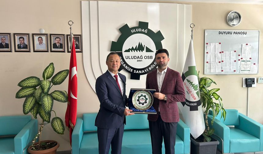 Kırgızistan Büyükelçisi Ruslan Kazakbaev’den Uludağ OSB Başkanı Enes Çelik’e Kırgızistan daveti
