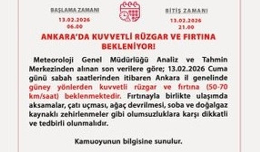 ANKARA’DA FIRTINA ALARMI: VALİLİKTEN VATANDAŞLARA KRİTİK UYARI