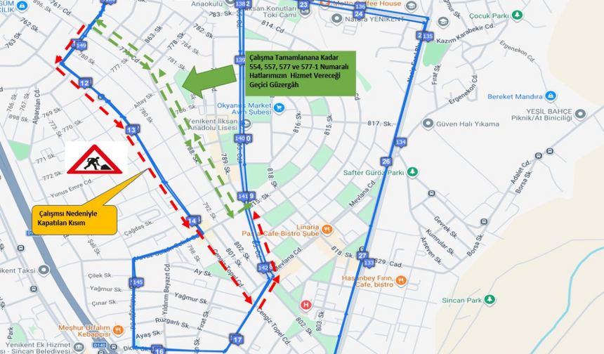 EGO’dan Yenikent’te Güzergâh Düzenlemesi ve Sistem Arızası Hakkında Bilgilendirme