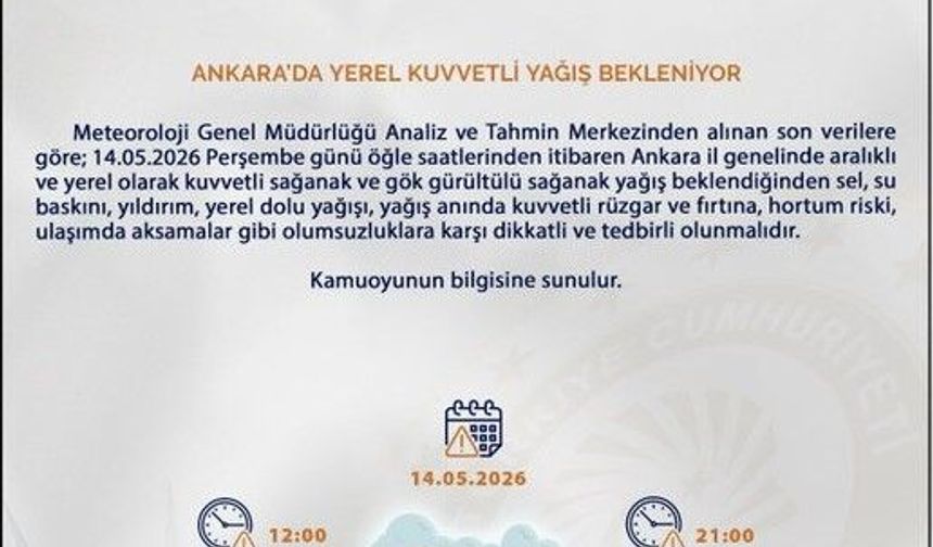 Ankara İçin Kuvvetli Yağış Uyarısı: Sel, Dolu Ve Fırtınaya Dikkat