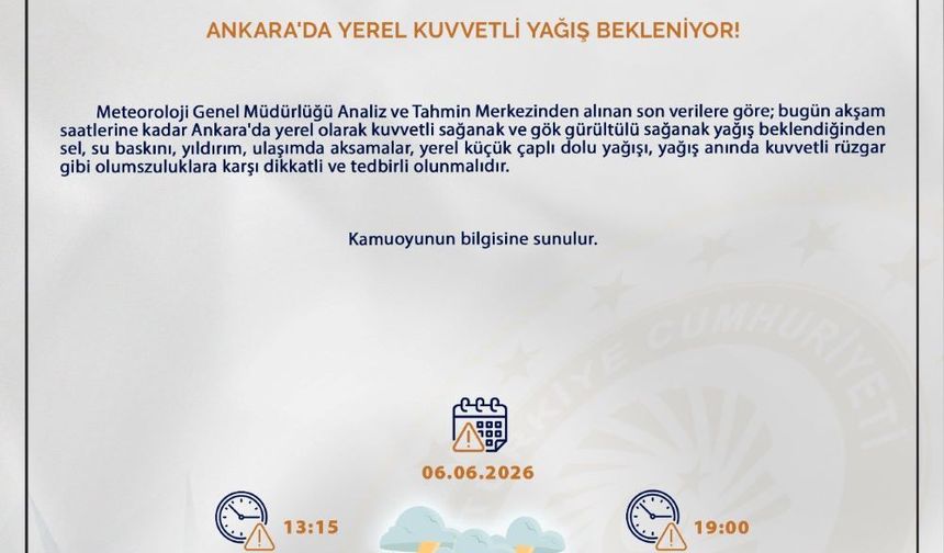 Ankara İçin Kuvveti Sağanak Uyarısı!