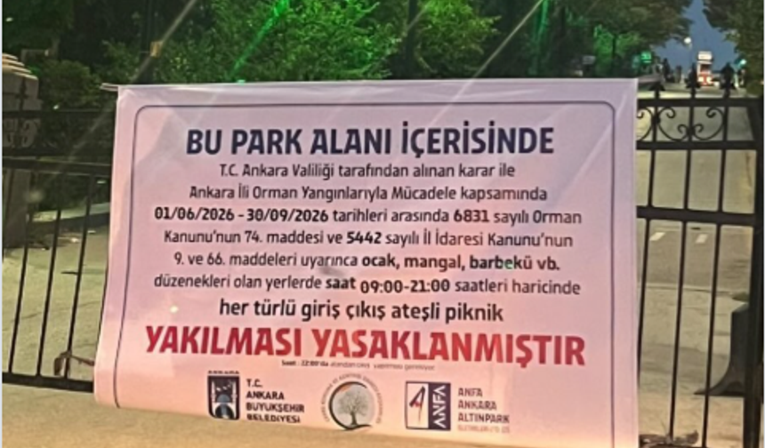 Ankara'da Park ve Mesire Alanlarında Ateşli Piknik Yasağı Başladı