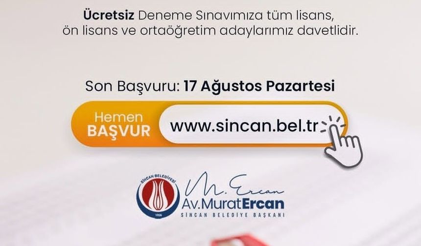 Sincan Belediyesi'nden KPSS Adaylarına Destek : KPSS Adaylarına Ücretsiz Deneme Sınavı İmkanı