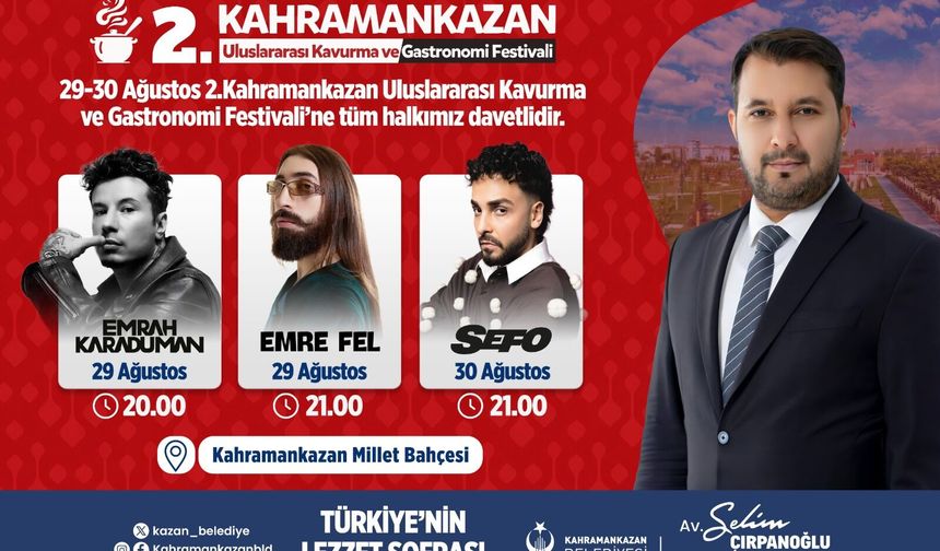 Kahramankazan'da Kavurma ve Gastronomi Festivali Başlıyor